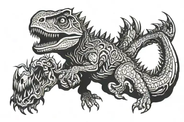 raptor dinosaur running shoes tattoo design idea