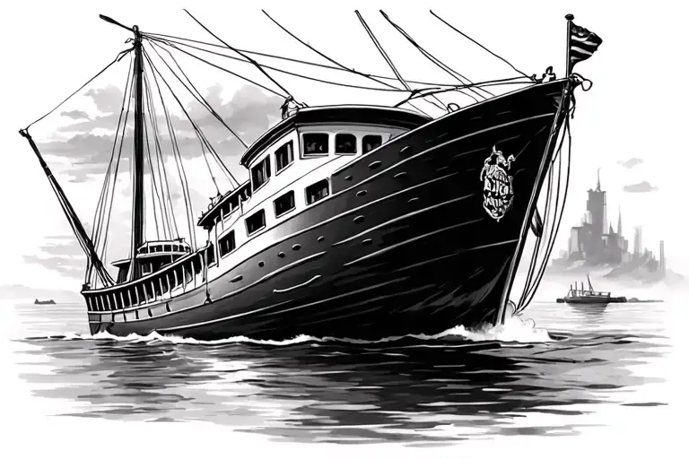 the edmond fitzgerald boat side view tattoo design idea