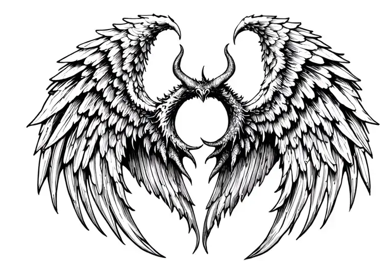 angel half demon wings tattoo design idea