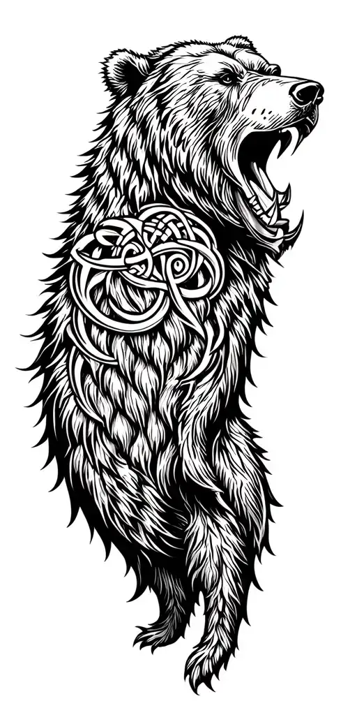 Scottish roaring bear Celtic Norse design incorporating elements nature tattoo design idea