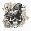 Swain s raven sitting on the skull tattoo design idea