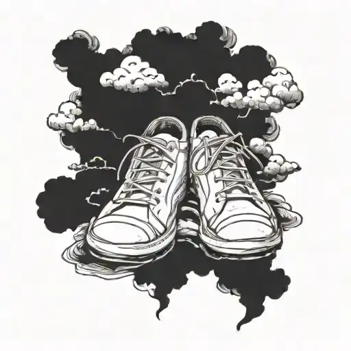 head in the clouds, feet on the ground tattoo design idea
