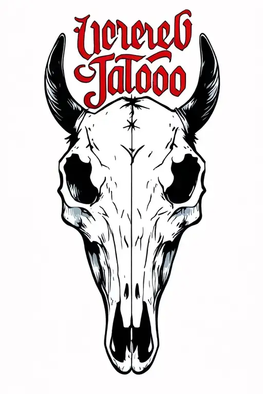 horse skull with script font tattoo design idea