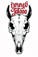 horse skull with script font tattoo design idea