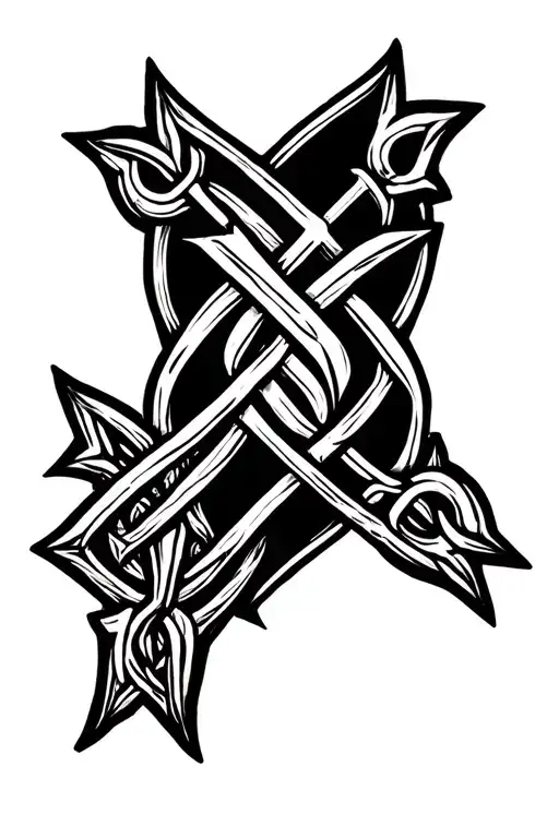 three parallel Celtic arrows pointing toward the wrist  tattoo design idea