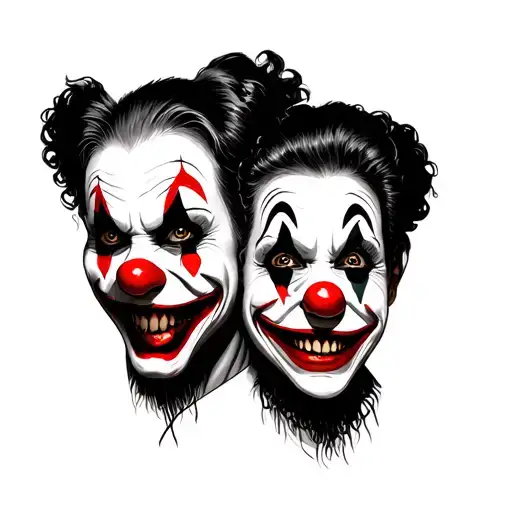 creepy clowns ,dark , smile now ,cry later tattoo design idea