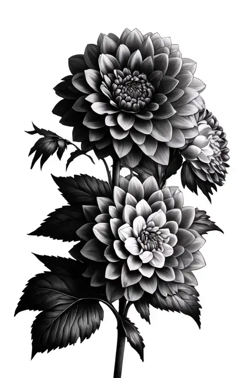 dahlia flowers bouquet tattoo design idea