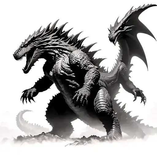 Burning Godzilla vs destroyah, gmk Godzilla vs king ghidorah, 89 Godzilla vs biollante (final form), 2002 Godzilla vs ki tattoo design idea