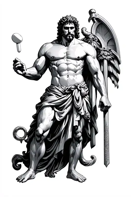 greek titan atlas holding up a pill tattoo design idea