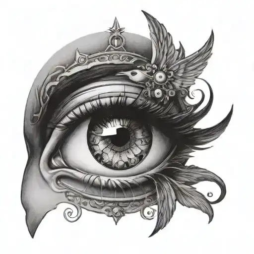 eye and angel tattoo design idea