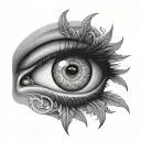 eye and angel tattoo design idea