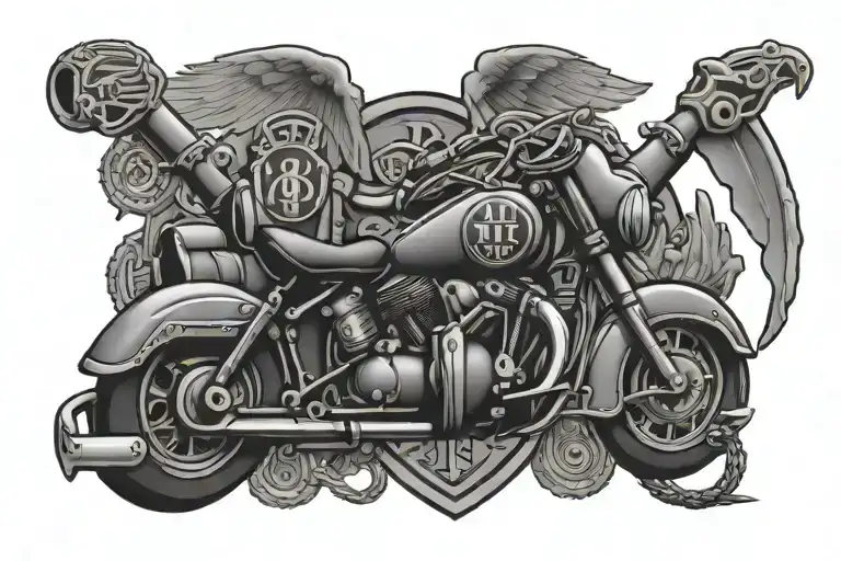 37th Armored Regiment insignia combined with Harley Davidson logo tattoo design idea