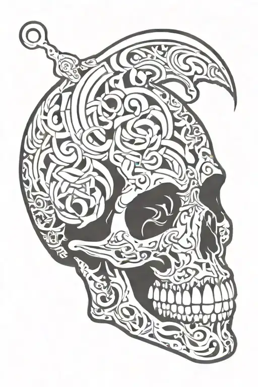 skull with chola letters tattoo design idea