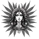 create 1 design with deities that worship cannabis, being a design to close the cinnamon tattoo design idea