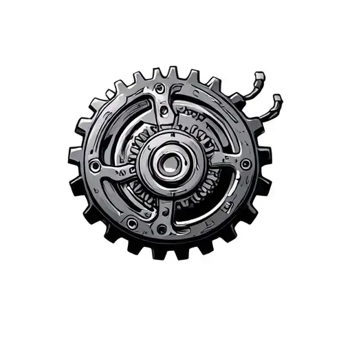 Piede Bio mechanical gears tattoo design idea