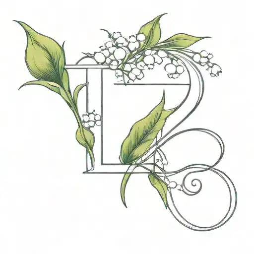 two letter L's in font with lily of the valley bud right next to the second L tattoo design idea