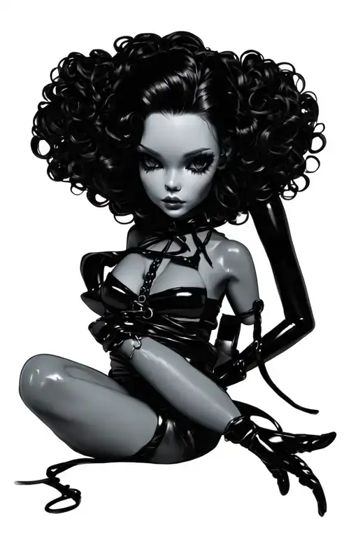 Latex doll bondage derived tattoo design idea