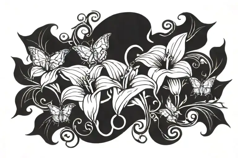 butterflies calla lily tattoo design idea