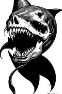 shark biting skull inside tattoo design idea
