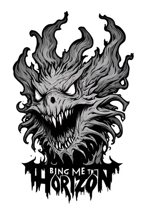  Bring me the Horizon Logo Fireball Slimemonster tattoo design idea