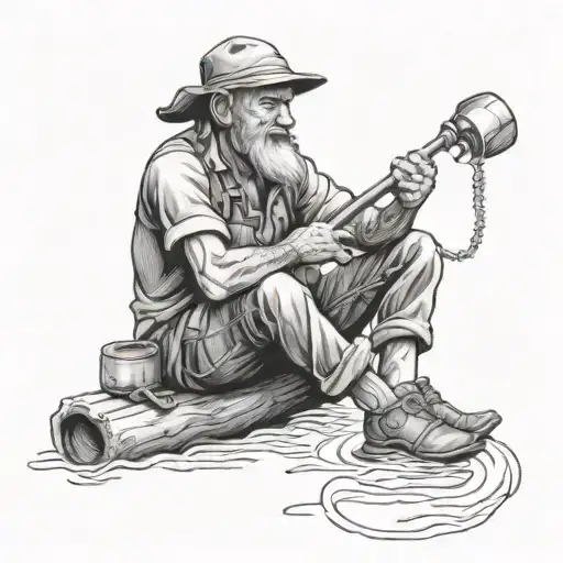 fisher man sitting tattoo design idea