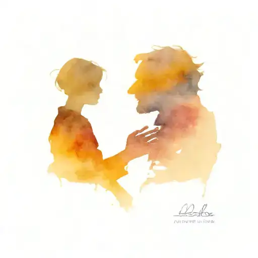 Father and daughter silhouette formed tattoo design idea