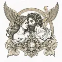 antic orpheus and eurydice as a baroque painting tattoo design idea