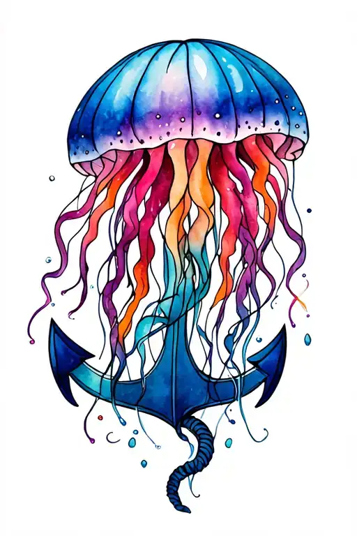jellyfish and anchor symbolic tattoo design tattoo design idea