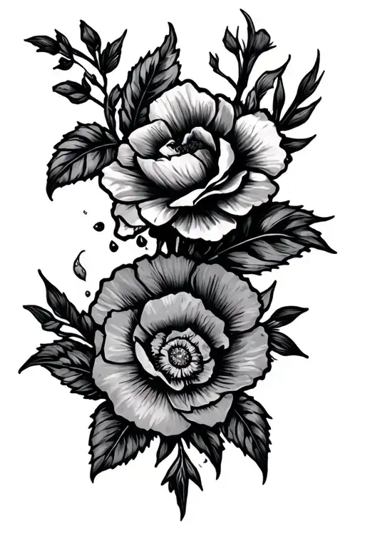 fallout new vegas game inspired tattoo with floral tattoo design idea