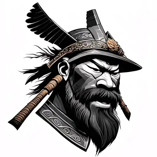 Samurai head future tattoo design idea