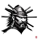 Samurai head future tattoo design idea