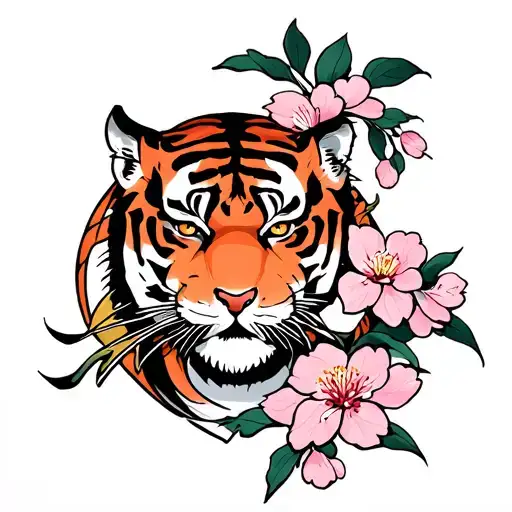miyamoto musashi tiger cherry blossoms church window tattoo design idea