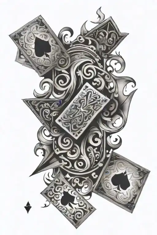 tribal, cards, risk, rich tattoo design idea