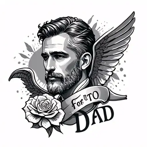 angle for dad memorial tattoo design idea