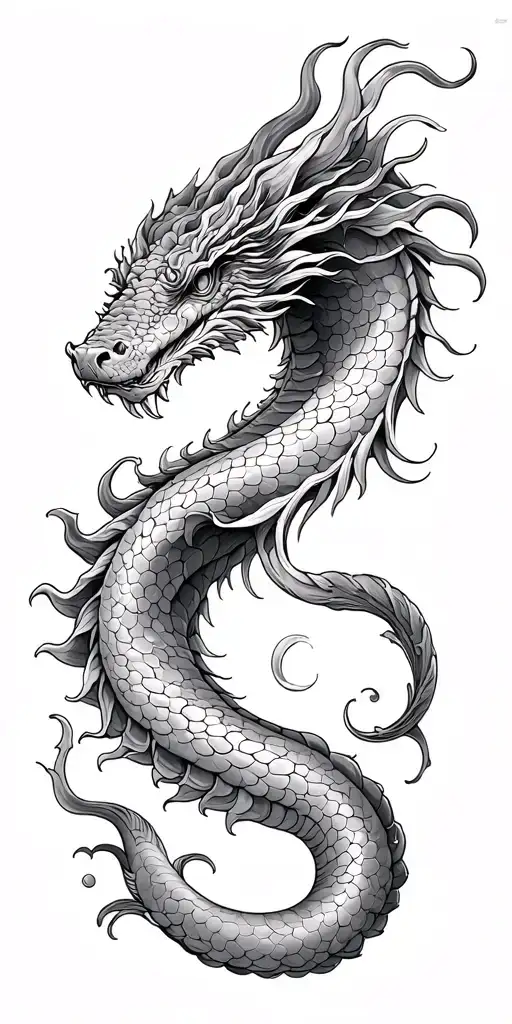 Sea serpent in a japanese style tattoo design idea