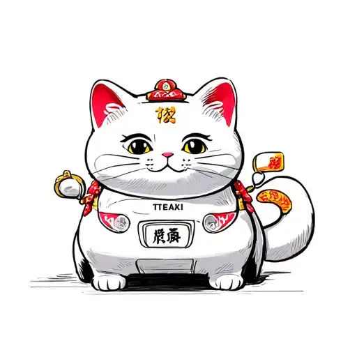 Hong Kong taxi lucky cat drive tattoo design idea