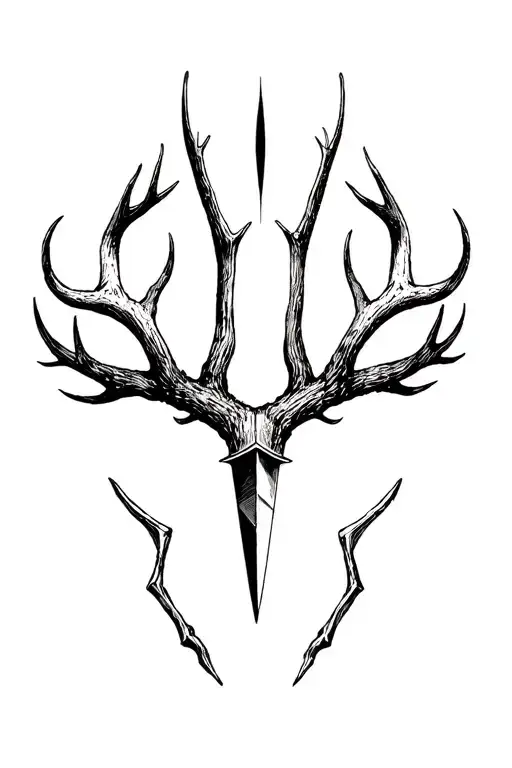 Dagger Antlers tattoo design idea