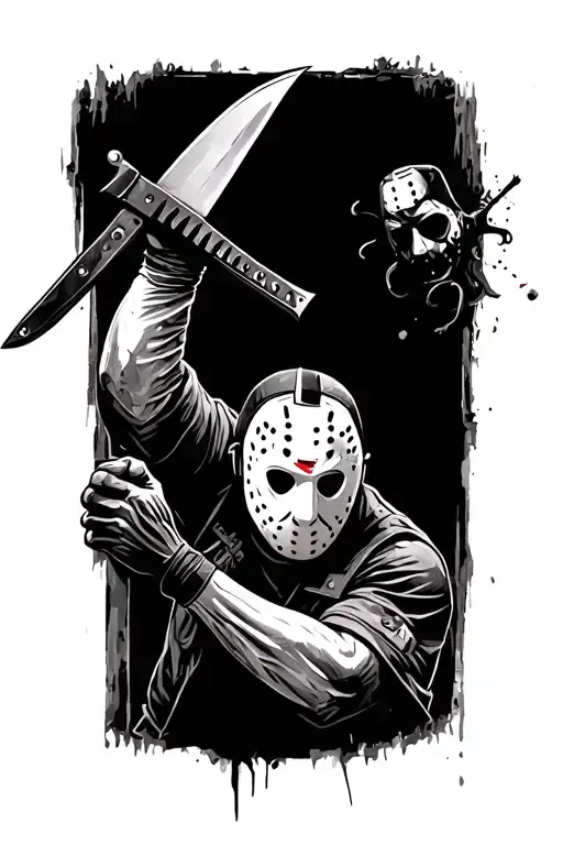 jason voorhees swinging machete tattoo design idea