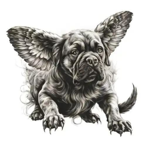 dog with wings  tattoo design idea