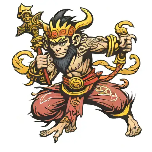 monkey king card tattoo design idea
