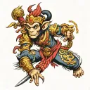 monkey king card tattoo design idea