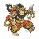 monkey king card tattoo design idea