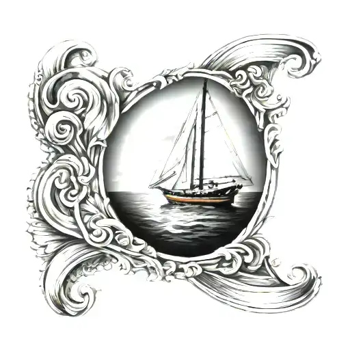 sailboat bar tattoo design idea
