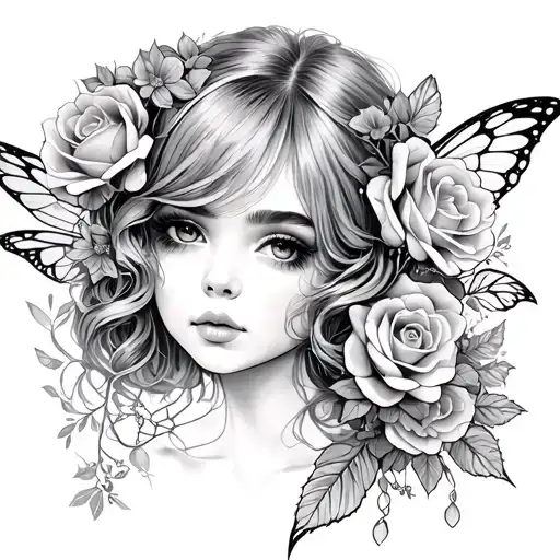 rosas con nombre melanie martinez fairy tattoo design idea