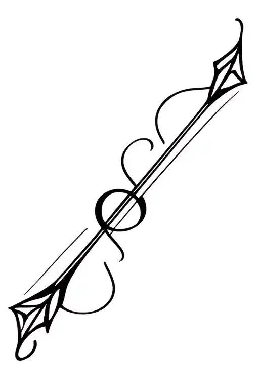Arrow saggitarius violin clef merging tattoo design idea