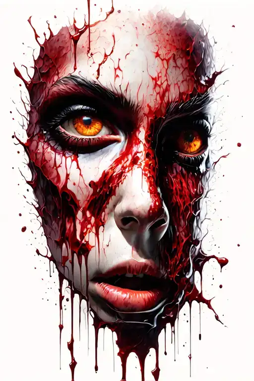 bleeding demonic Eyes through ripped skin tattoo design idea