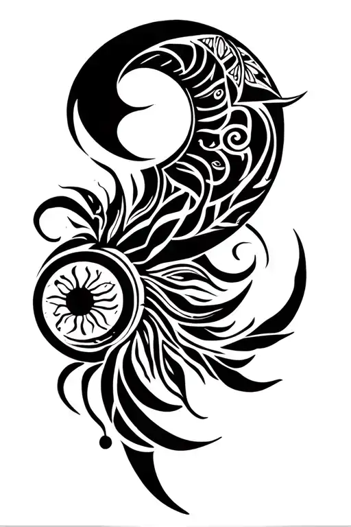 filipino tribal sun moon tattoo design idea