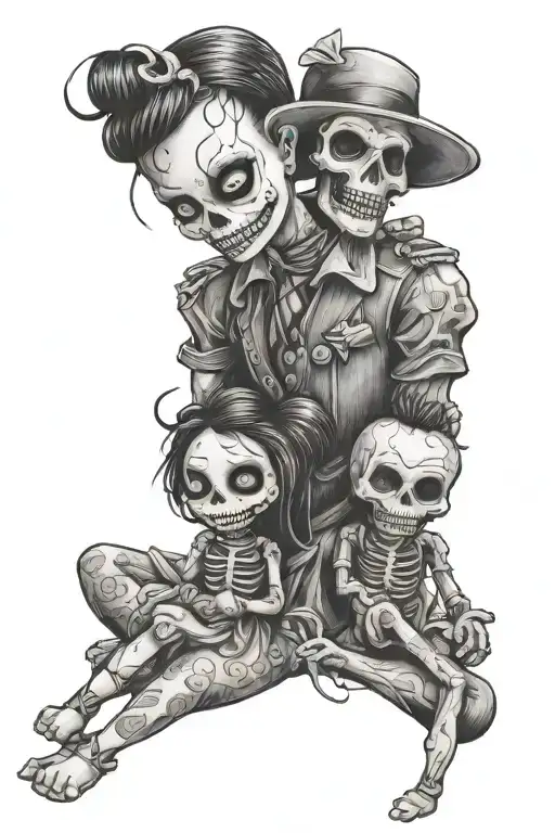 voodoo doll couple girl evil boy dying  tattoo design idea
