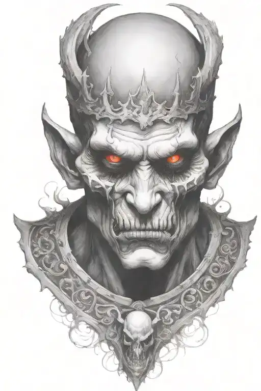 demon with crown tattoo design idea