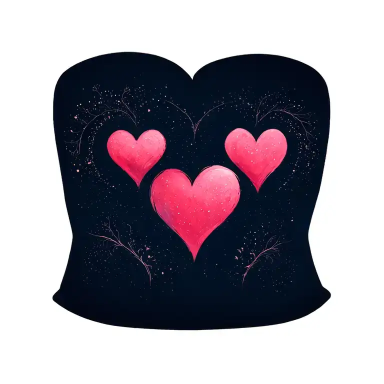 Help me Please generate a picture of 3 sisters wrist with a tattoo idea of 3 hearts shaded based on their birth on top e tattoo design idea